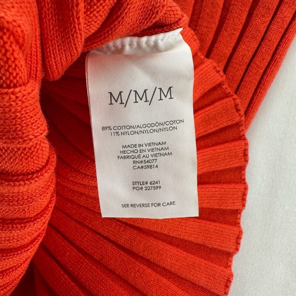 Cabi Sweater Womens M Ribbed Round Neck Short Sleeve Pullover Cotton Blend Red - Picture 8 of 11